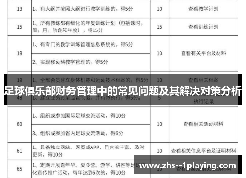 足球俱乐部财务管理中的常见问题及其解决对策分析 足球俱乐部财务管理中的常见问题及其解决对策分析